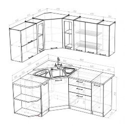Кухонный гарнитур Полина оптима 150x180 см